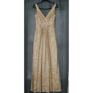 Sorella Vita Gold Sequin Maxi Dress size 12 Party Holiday Wedding